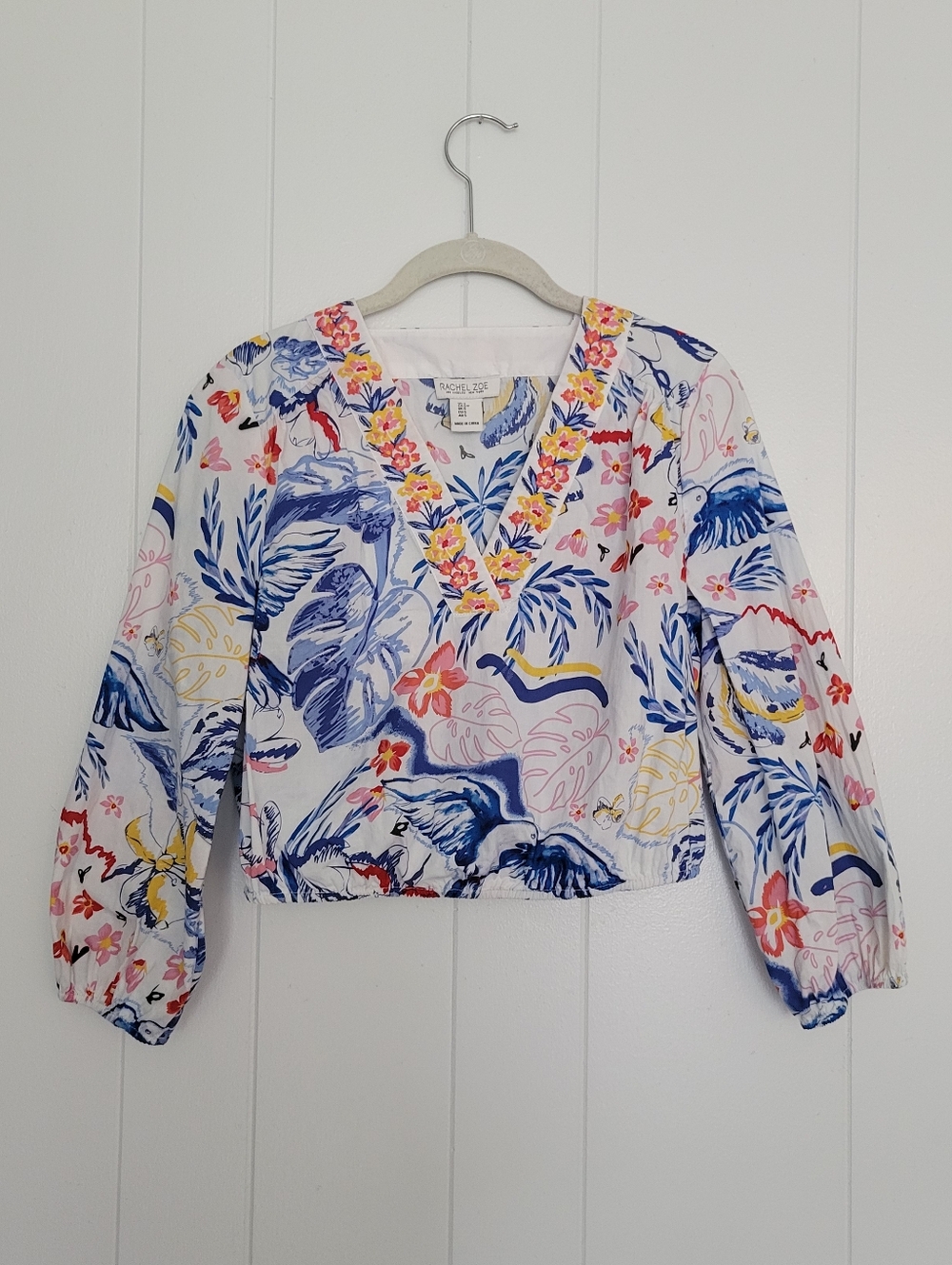 Rachel Zoe White Floral Printed Crop Top
